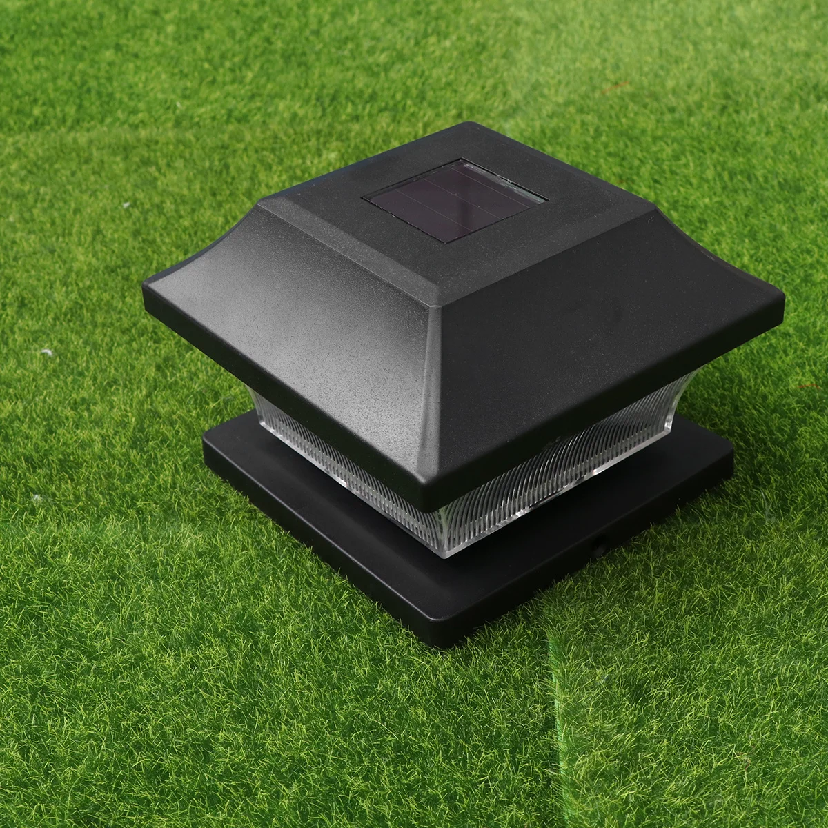 

Solar Powered LED Post Light Durable Waterproof Outdoor Garden Pillar Lamp for Fence Patio Black High Brightness Energy-Saving