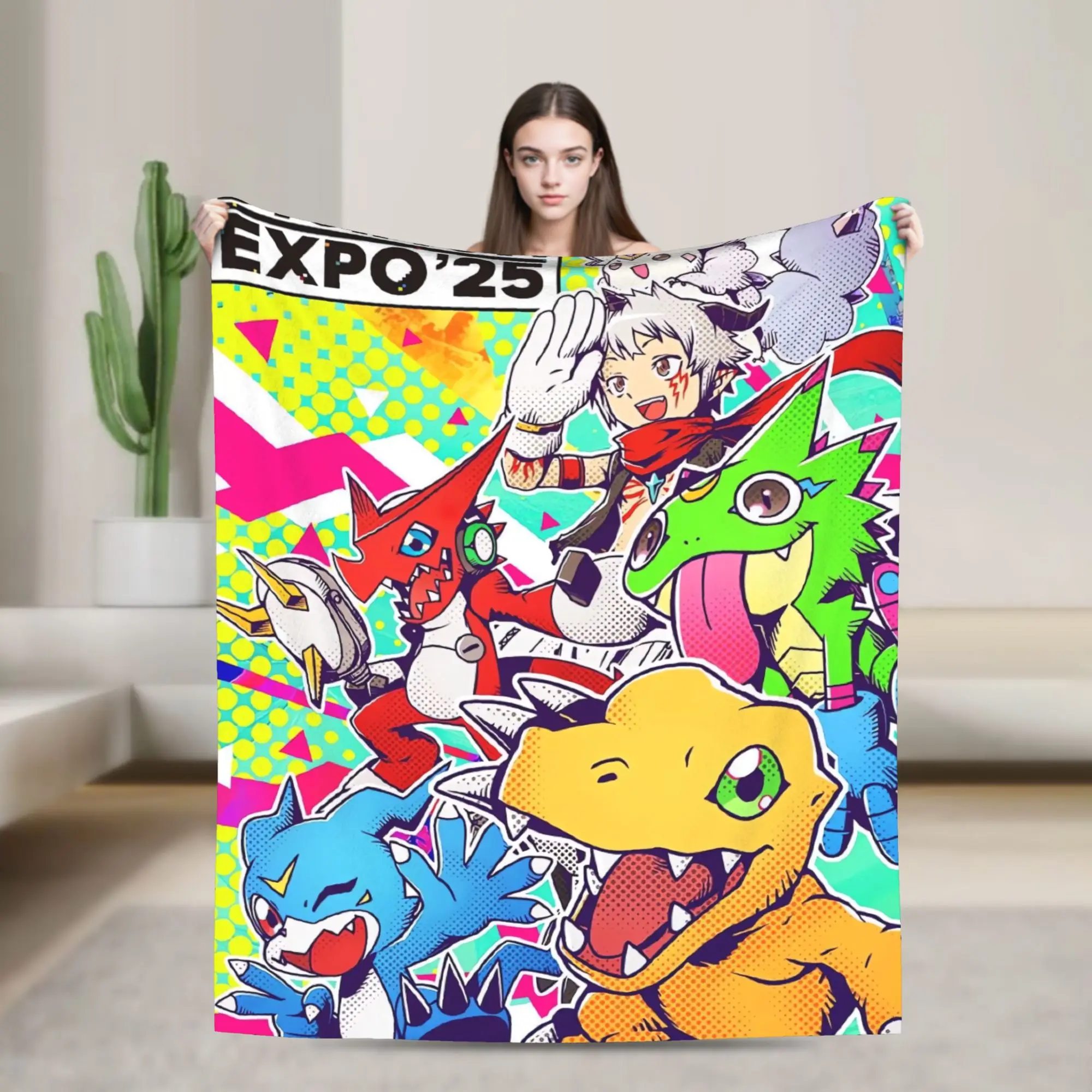 Digimon adventure Super Soft Blanket  Decorative Plush Throw Blanket Novelty Couch Chair Flannel Bedspread Sofa Bed Cover