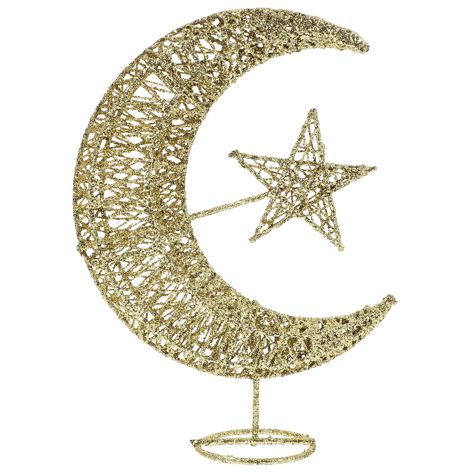 

Glittering Star and Moon 20Cm Golden Tree Topper Wrought Iron Christmas Decoration for Office Hotel Bar Festive Decor
