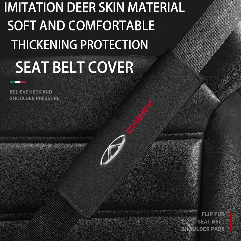 1PC Imitation Deer Leather Car Seat Belt Cover Adult Child Shoulder Protector Padding For Chery Tiggo 8 Arrizo 5 Pro Gx 5x EQ7