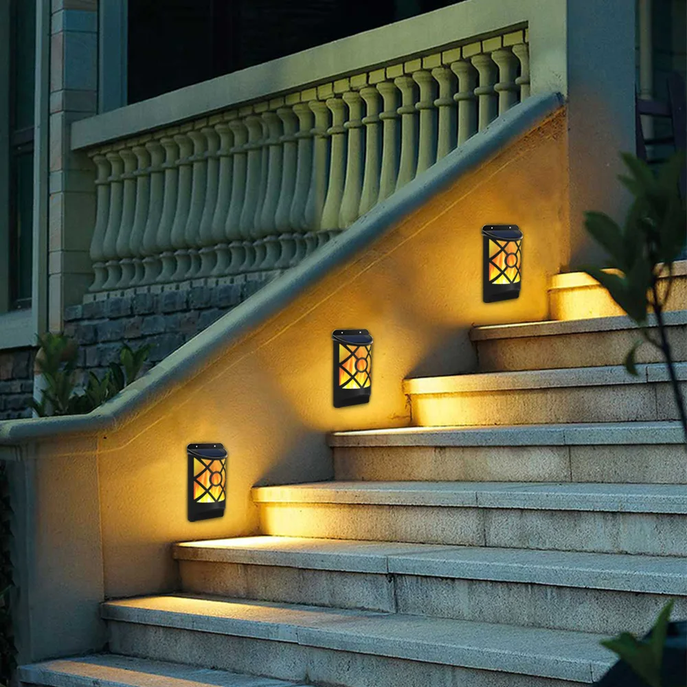 New 66led solar wall lantern flame light outdoor courtyard candle garden landscape decoration light for home use