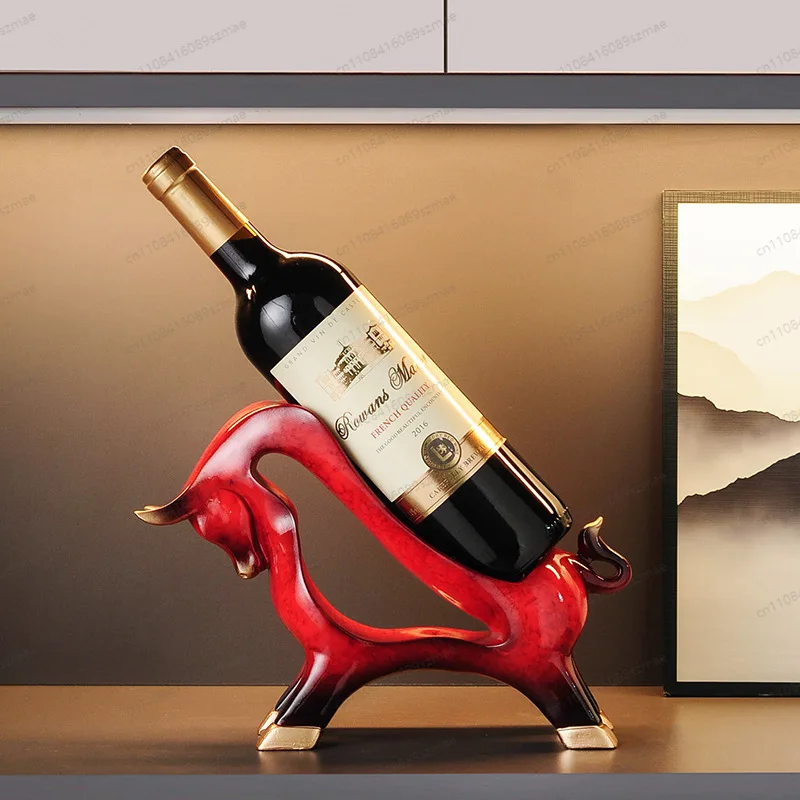 European Luxury Bull Wine Rack， Creative Metal Sculpture & Home Decor， Handmade Gift for Housewarming， Bar， Living Room