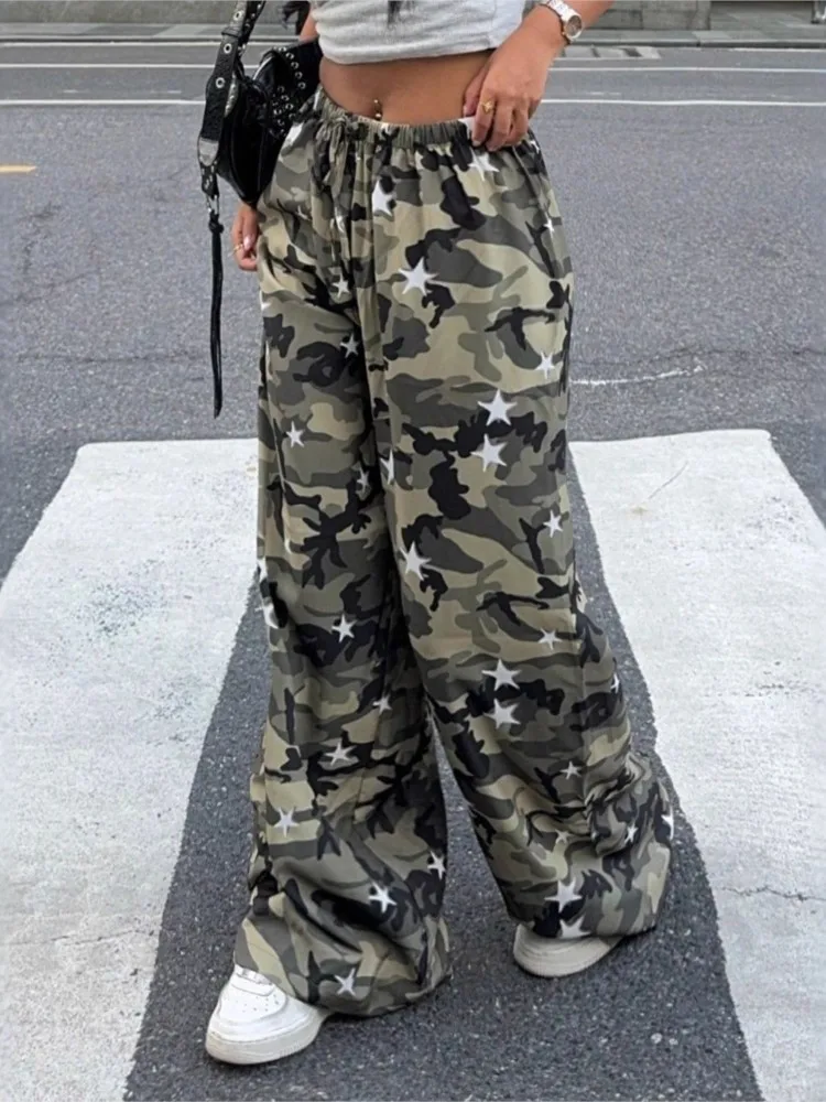 Fashionable Women's Camouflage Pants Spring Summer Camouflage Printing Loose Casual High Street Low-waisted Pants For Women