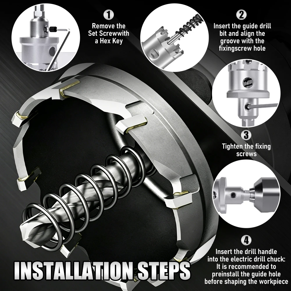 12-100mm TCT Hartmetall-Lochsägen, Wolframlegierung-Lochschneider, für Edelstahl, Aluminium & Alle Metalleinsätze – Detail 6