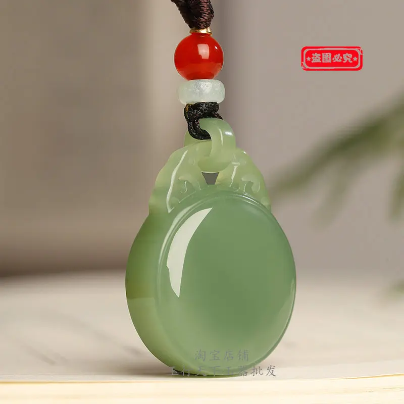 Natural genuine Hetian jade round no matter brand pendant Qinghai material Ping An brand jade pendant Men's and women's jade jad