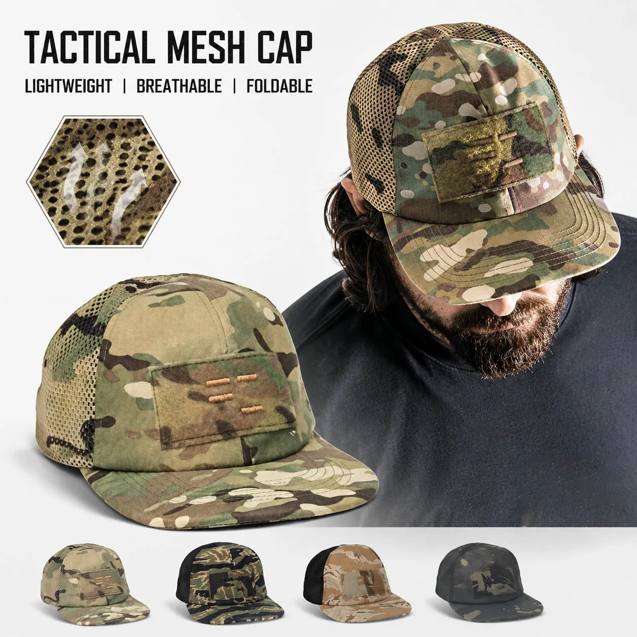 tactical-mesh-cap-foldable-outdoor-sun-hat-flat-brim-breathable-camouflage-baseball-cap-lightweight-hiking-hunting-gear