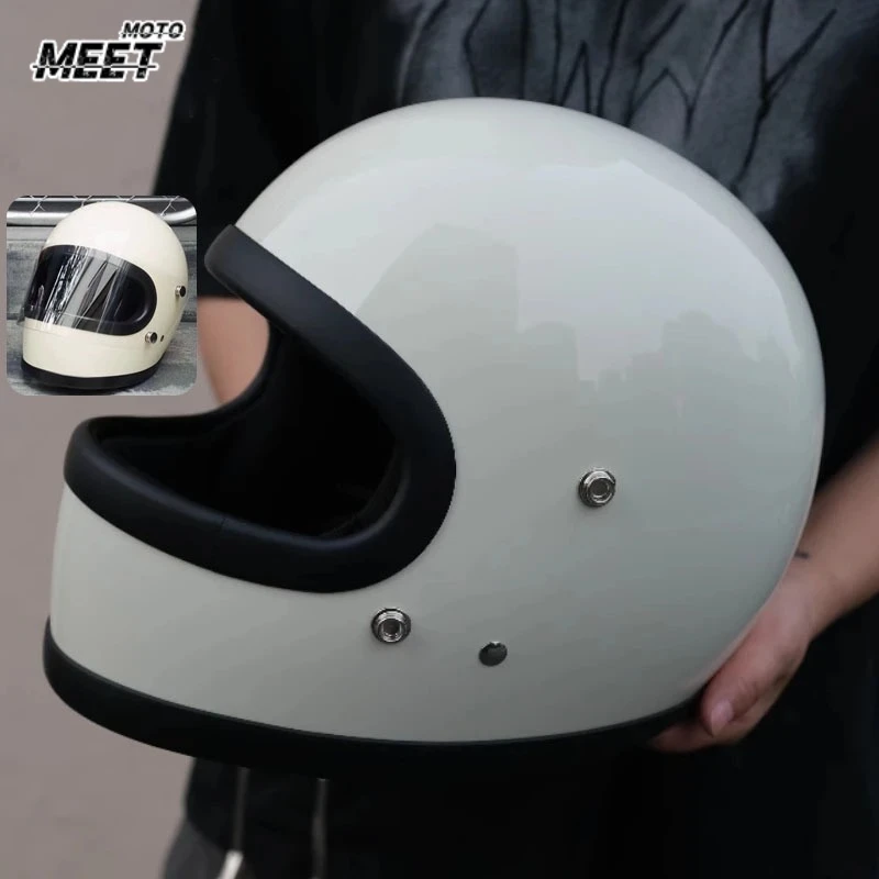 

Hot Retro Small Body Helmet Suitable for Harley for Chopper Cruise Motorcycle Full Helmet Ghost Rider Fiberglass Helmet