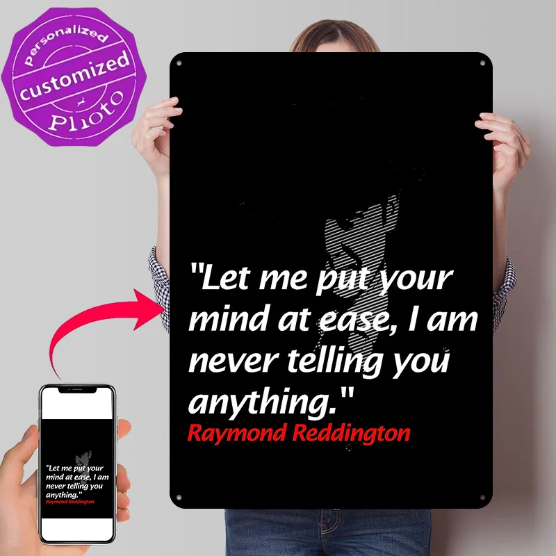 Raymond Reddington Quotes 3D Printed Texture Poster Personalized Wall Art Retro Metal Tin Signs for Home Decorations Wand Deko