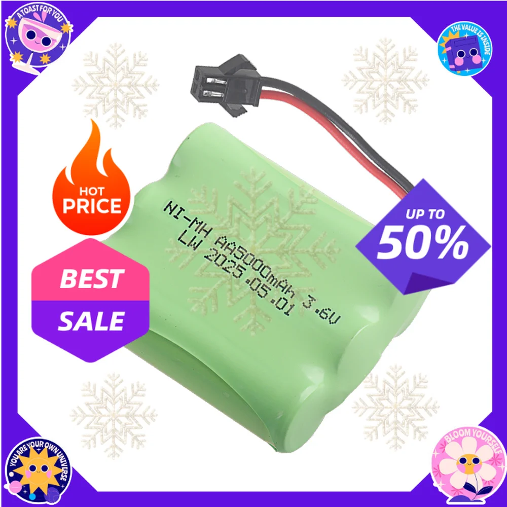 SWZY 3.6V 5000mAh AA NI-MH Battery SM-2P for Rc Toys Cars Truck Tank Robot Boat Parts 3.6V NIMH Rechargeable  Battery Pack
