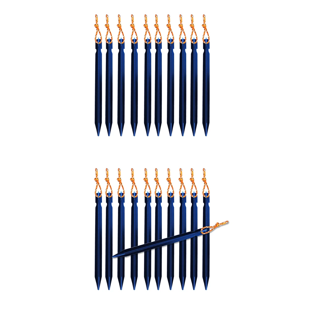 

10pcs Aluminium Pegs Aluminium Peg Blue 18cm Snow Sand V Shape Stake Camping Hiking Accessories Lightweight Strong