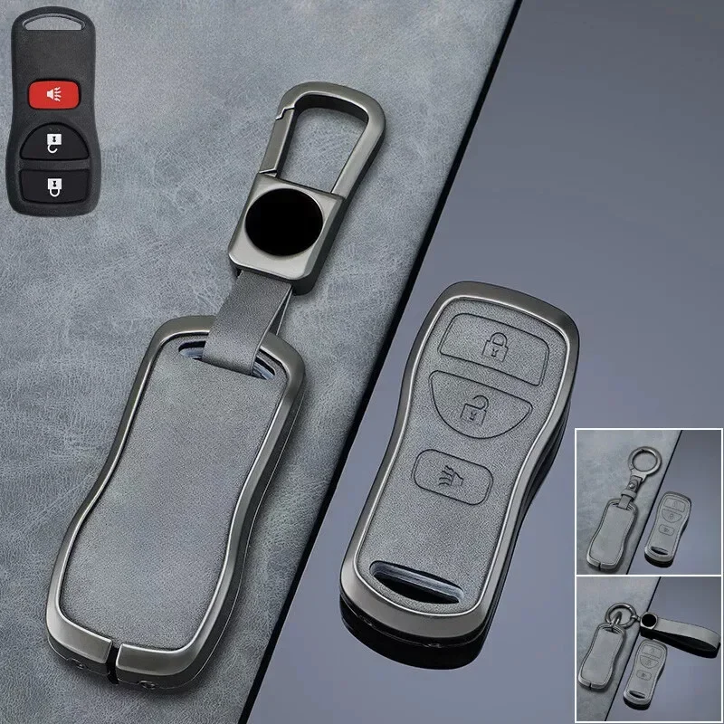 Zinc Alloy Leather Car Key Fob Case Cover For Nissan Frontier Sentra 350Z Titan Pathfinder X-Trail Tiida Murano Armada Xterra