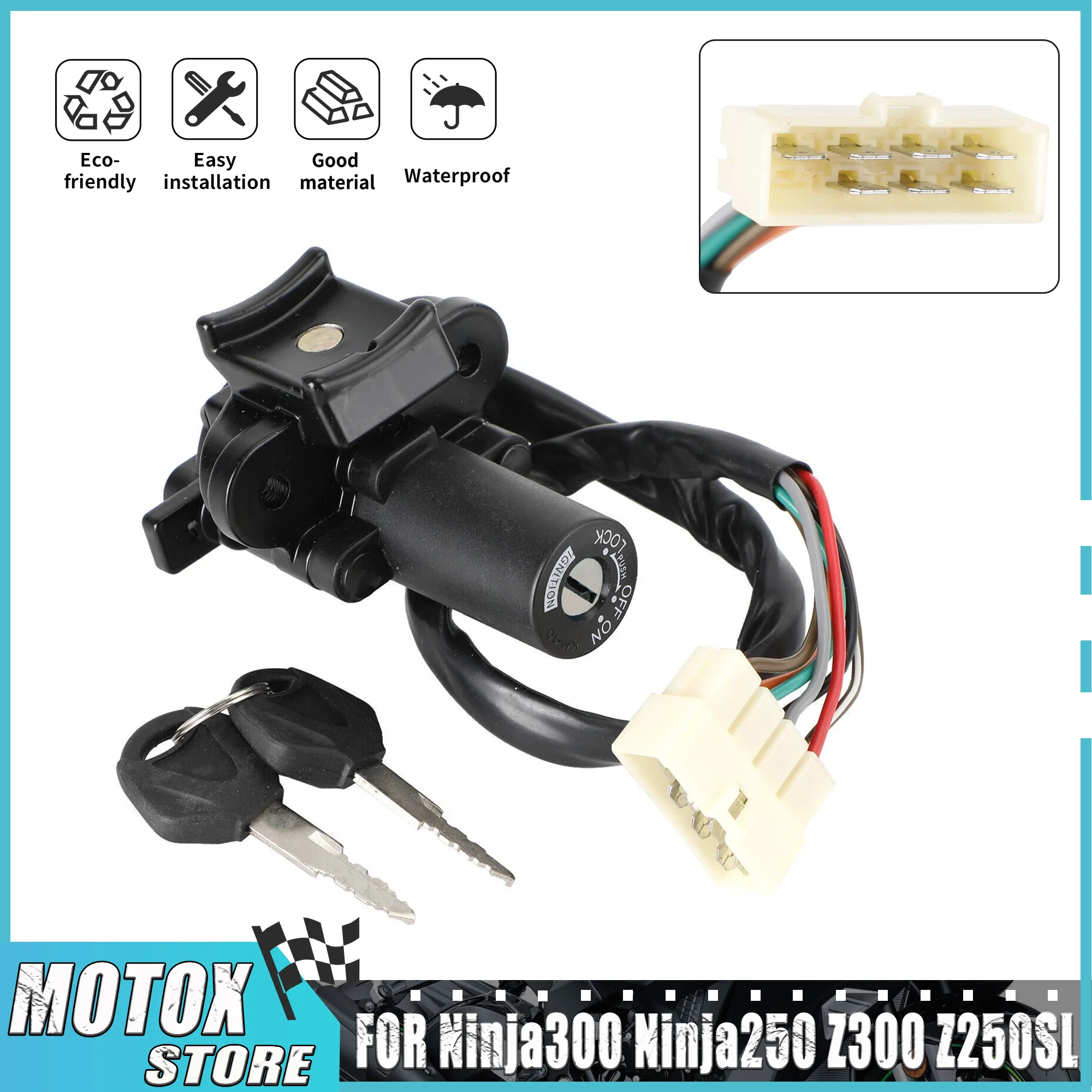 Motorcycle Ignition Switch Lock & Keys FIT For KAWASAKI EX250 NINJA 250R 2008-2012 Ninja 300 2013-2017 EX 250 250 R Z300 Z250SL