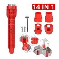 14 In 1 Sink Faucet Wrench Plumbing Repair Tool Handle Double Head Wrench Spanner Tool Installer Ratchet Wrench Set for Bathroom