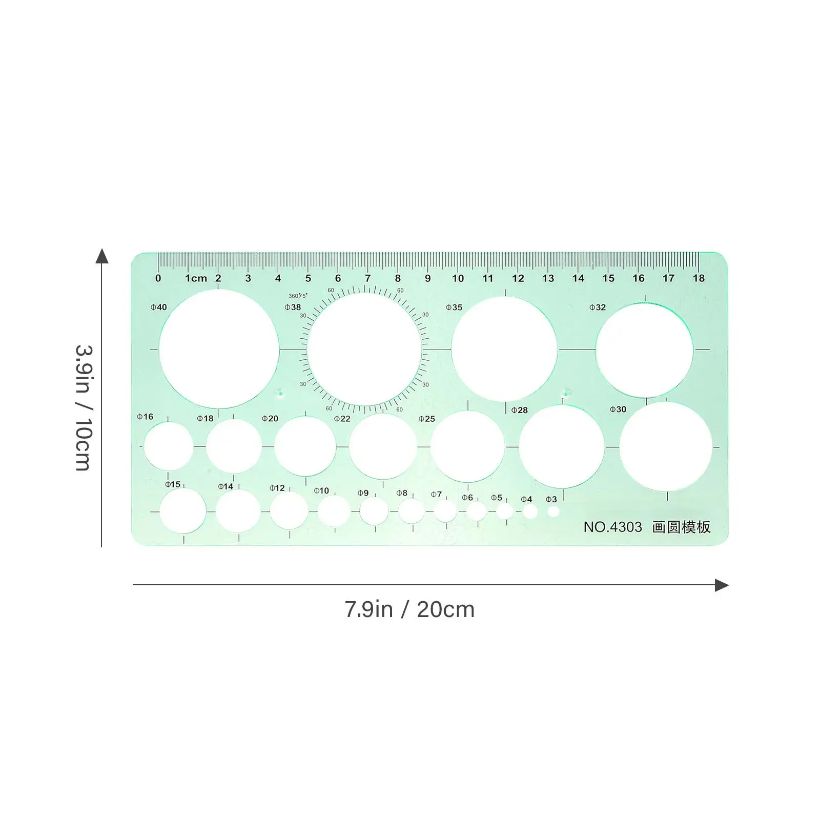 2 Pcs Round Ruler Geometric Drawing Templates Plastic Stencils Circular Scales Students Engineering Drafting Tools Gifts
