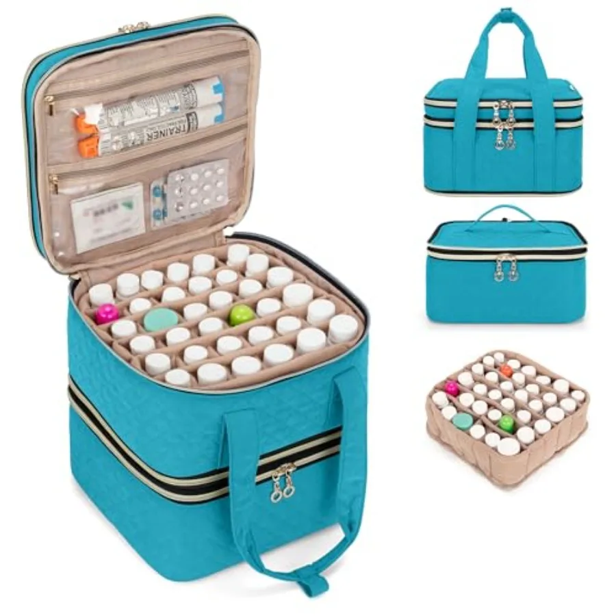 

Pill Bottle Organizer Storage Bag, 3 Layers Medicine Travel Case Empty with Demountable Design and Dividers for Pills, Potions,