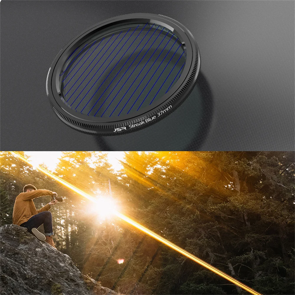 Yellow Blue Streak Lens Filter Special Effects Anamorphic Optical Glass 37/40.5/43/52/62/77/82/95mm Flare Camera Filter for DSLR