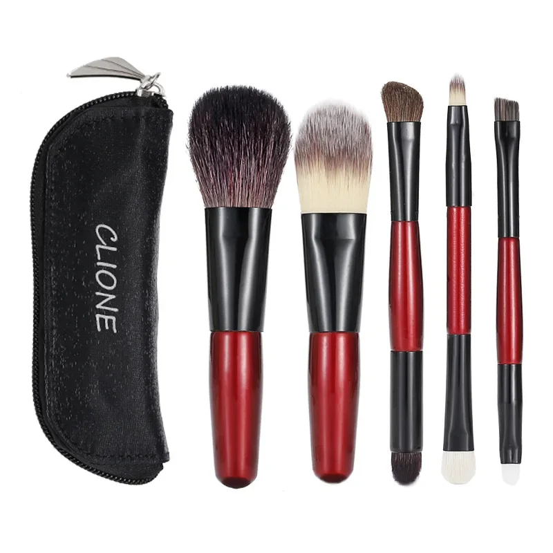 Ensemble de mini pinceaux de maquillage, fard à barrage, fond de teint, poudre, cils, correcteur, blush, portable, doux, voyage, 5 pièces