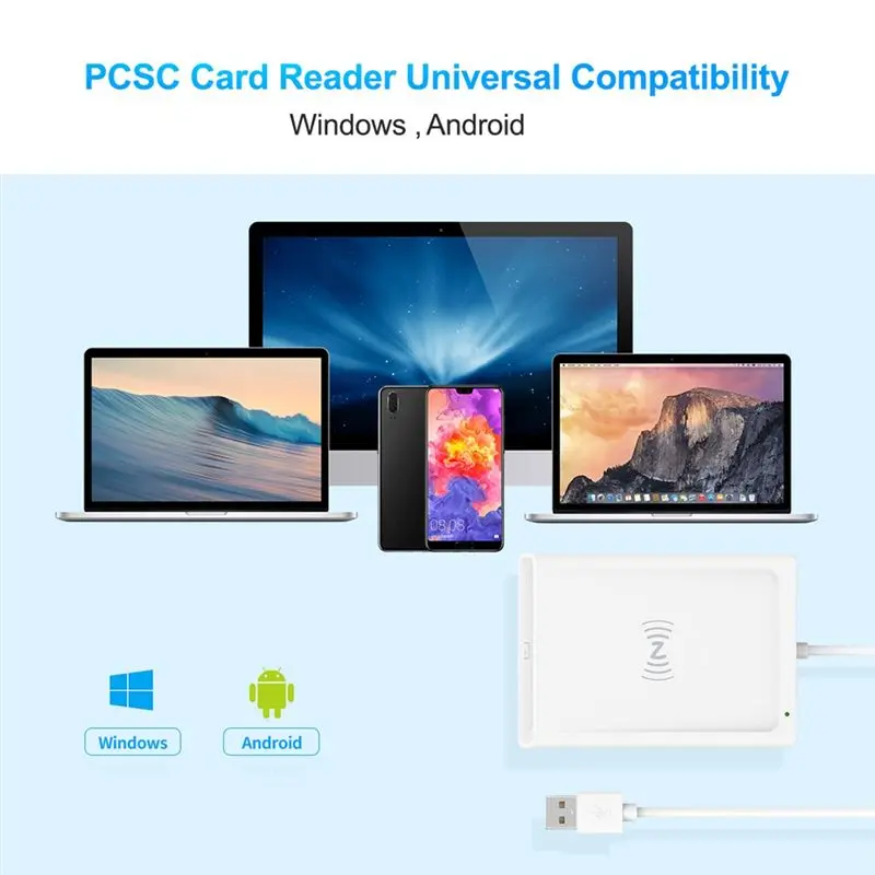 ?Contact + 2-In-1 Smart Card Reader PC-Linked Dual-Interface Smart Card Reader/Writer Contact PCSC Smart Card Reader