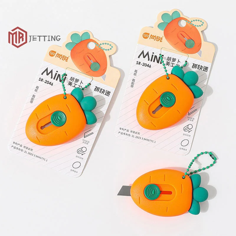 1/3 قطعة لطيف المحمولة البسيطة الأفوكادو الفراولة الجزرة الفن سكّين متعدّد الاستخدامات اكسبرس صندوق سكين الة قطع الورق أدوات التغليف الحرفية #2