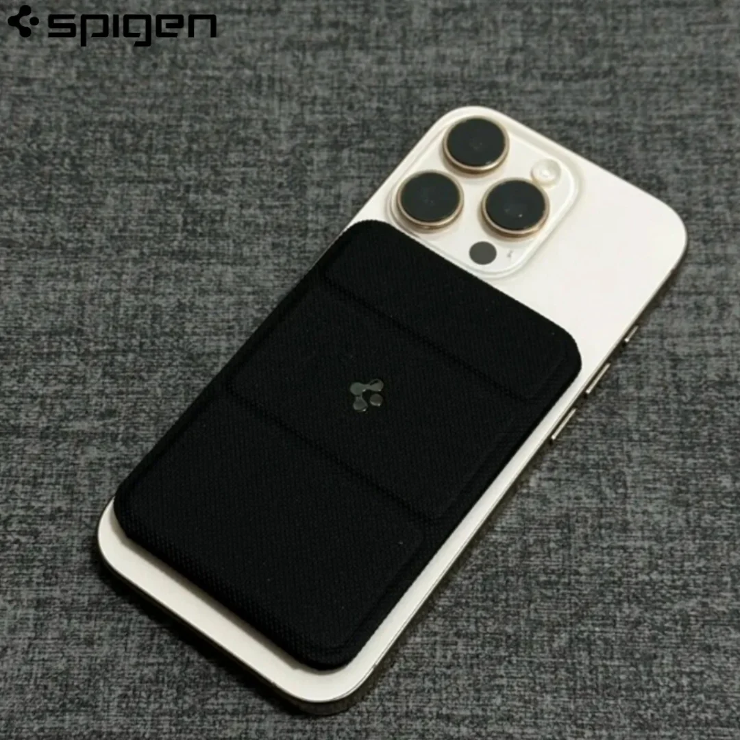 Funda de Cuero Magnética Plegable Spigen con Tarjetero y Soporte para iPhone 17 16 15 14 13 12 11 Pro Max Compatible con Magsafe