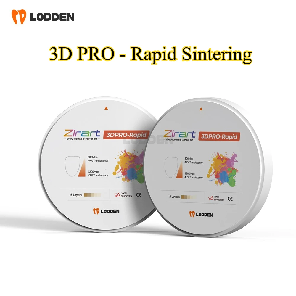 Lodden 3D Pro-Rapid Dental Zirconia Block Multilayer CAD CAM Open System 98x10-25mm High Strength Dental Lab Material
