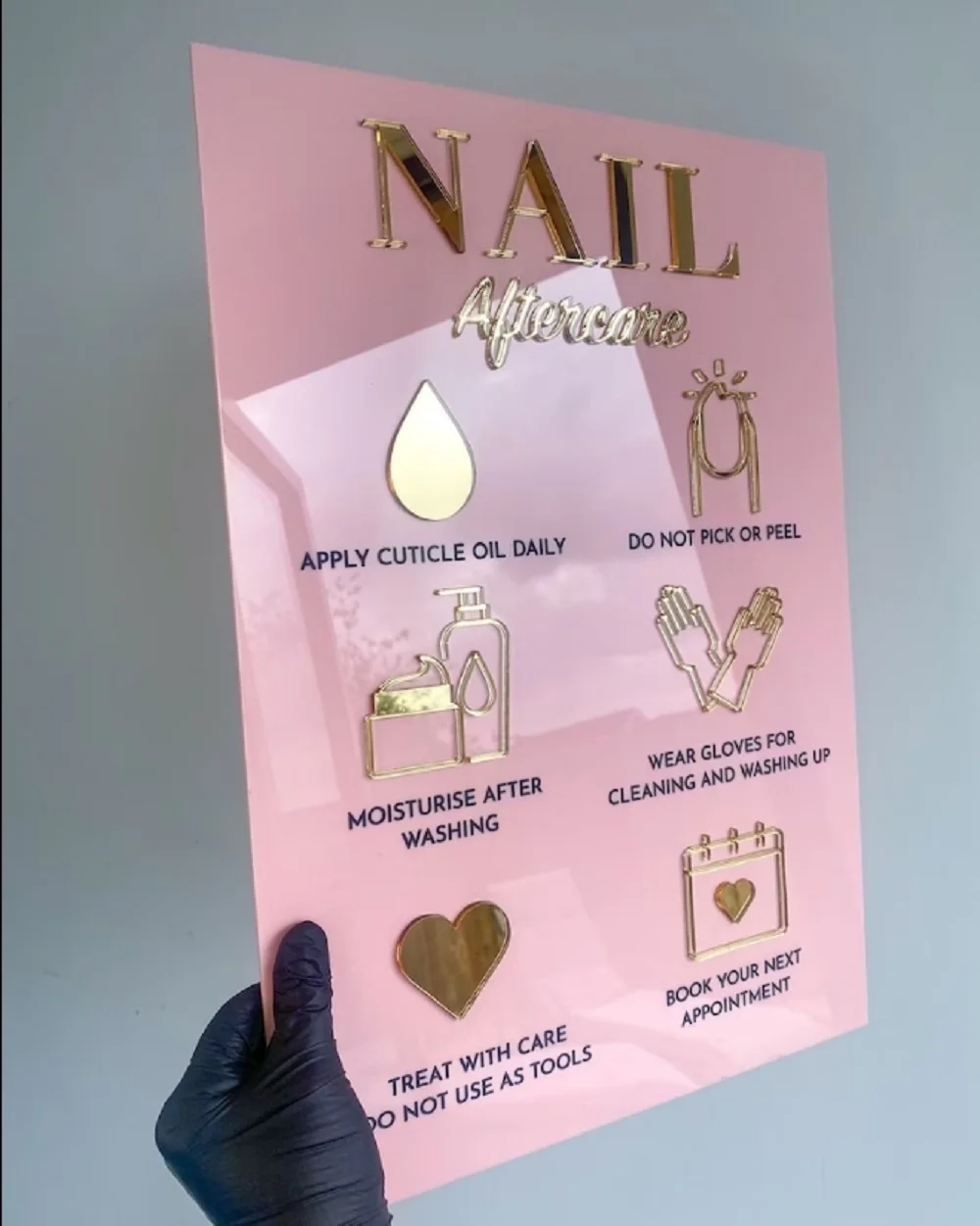 

Nail Care Acrylic A3 Wall Sign beauty Salon,Nail Aftercare Advice,Beauty room Business Sign,Pink Aesthetics Aftercare sign