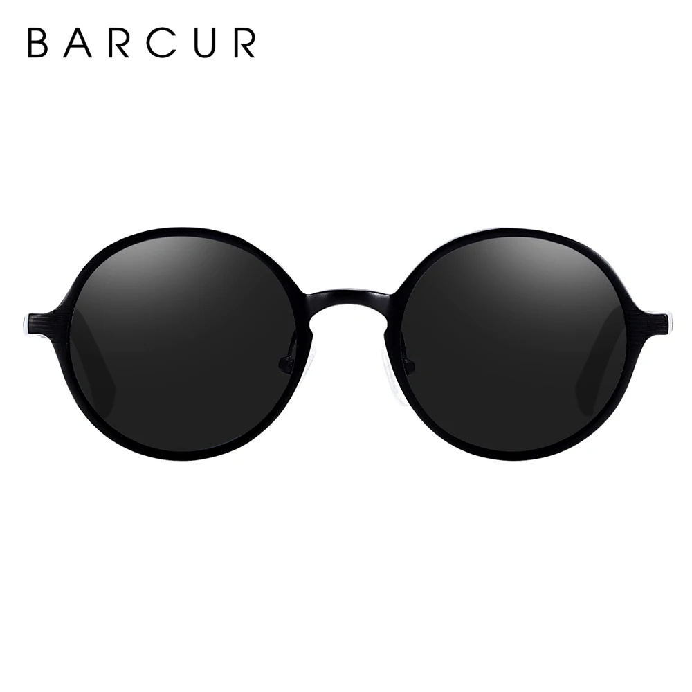 BARCUR Polarized Round Sunglasses Luxury Brand Men Glasses Retro Vintage Women Sun Glasses UV400 Eyewear