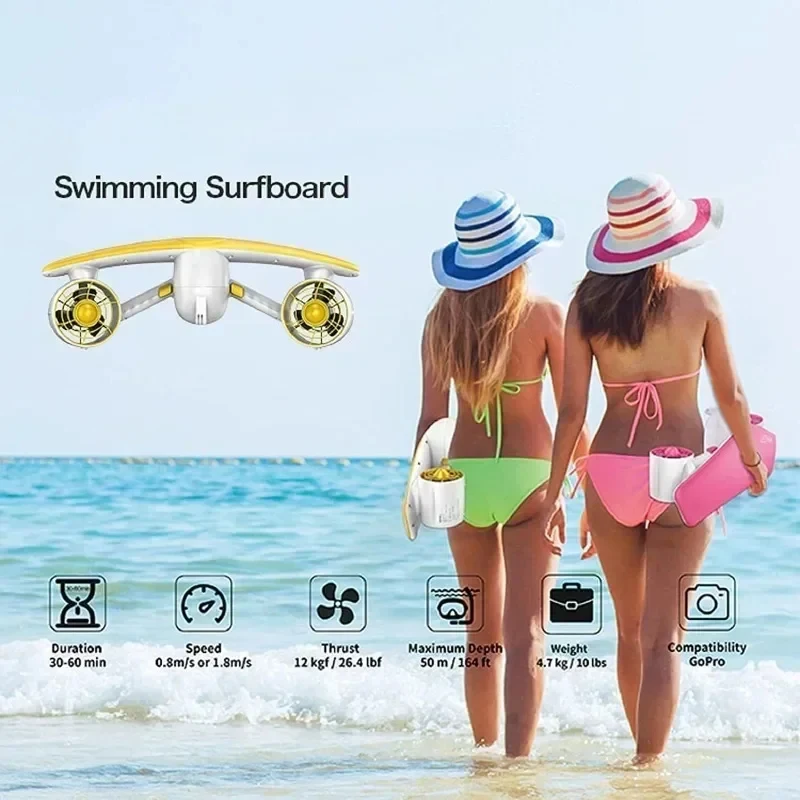 

(Sea Transport) 60mins Underwater Sea Scooter 3.6mph Dual Motor 1.8M/S Diving Equipment Underwater Propeller for Scuba Snorkelin