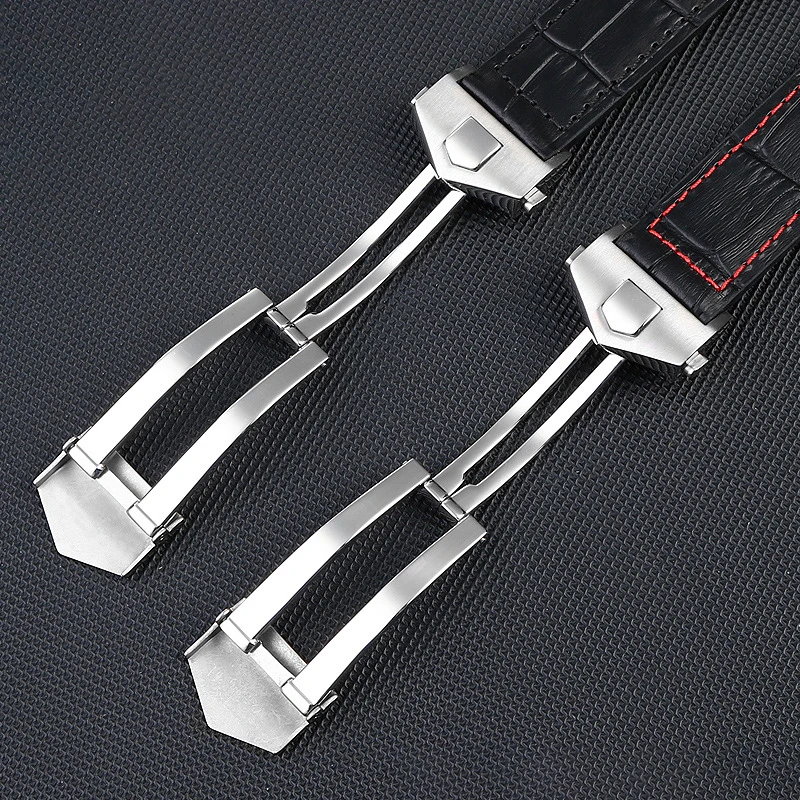 Pulseira de couro genuíno masculino, pulseira de relógio, fivela de aço, TAG Heuer Calera, azul, marrom, preto, couro de vaca, acessórios 19mm, 20mm, 22mm