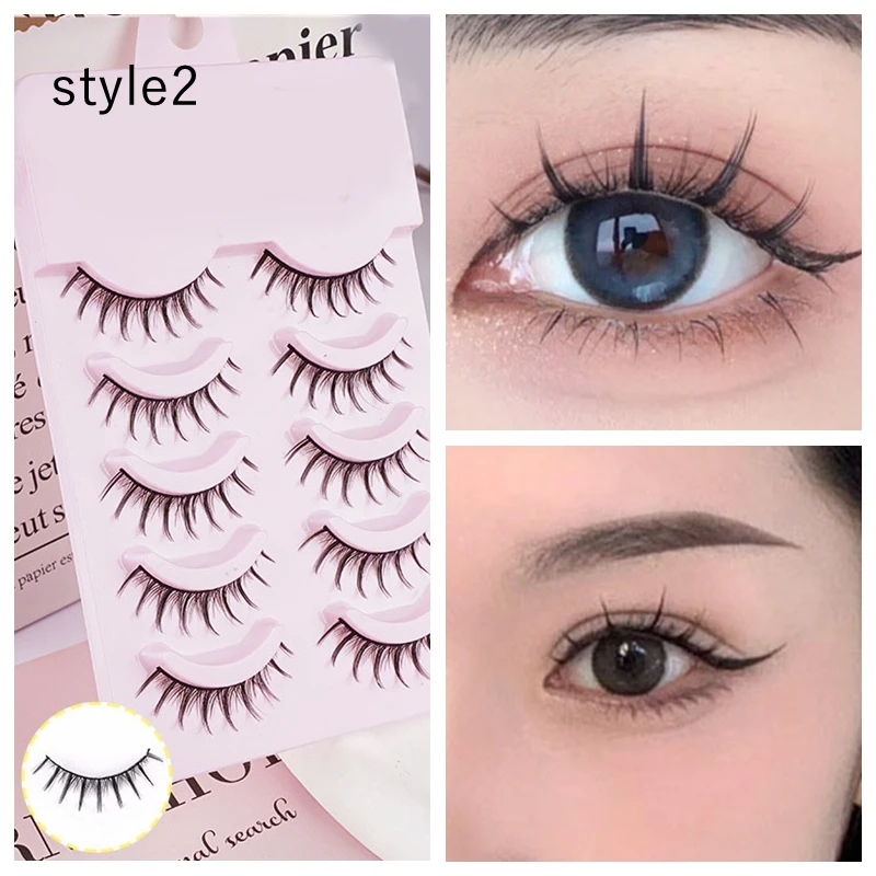 5 paia di ciglia finte 3D morbide Strumenti per ciglia per trucco quotidiano, Estensione comoda delle ciglia Ciglia nere