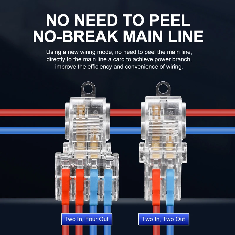 T Type Splitter Terminal Block, 10PCS Wire Quick Connector Break Free Plug and Pull Application for Home Appliances Electrical