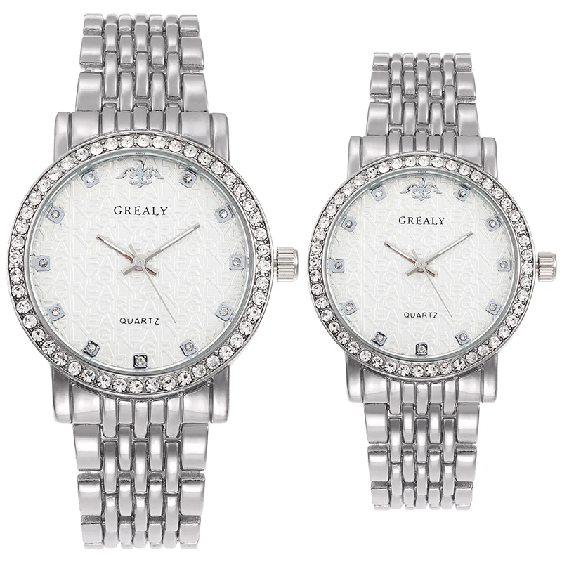 عارضة الماس مرصع زوجين الساعات سوار العصرية أزياء الكوارتز طالب الساعات الرجال والنساء زوج #4