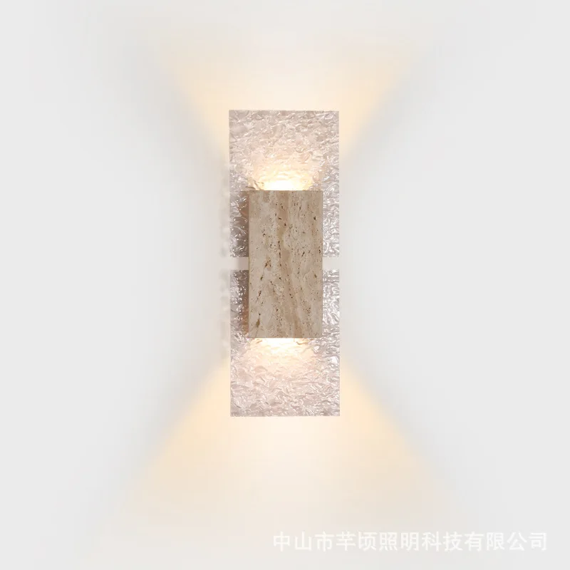 

Nordic retro yellow travertine Japanese wabi-**** wind bedroom bedside wall lamp living room background wall