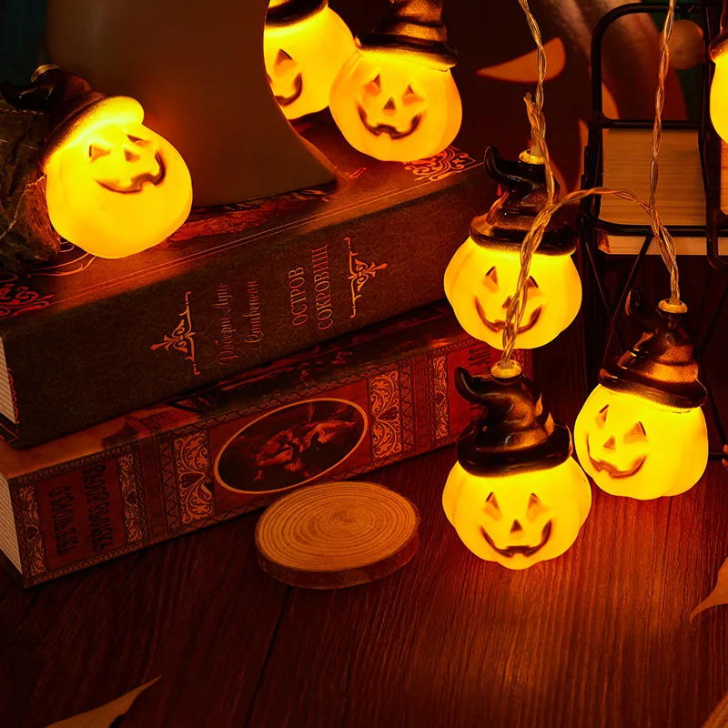 Wholesale of New Halloween Pumpkin Atmosphere Light Strings by Manufacturers LED Light Strings for Ghost Festival Decoration