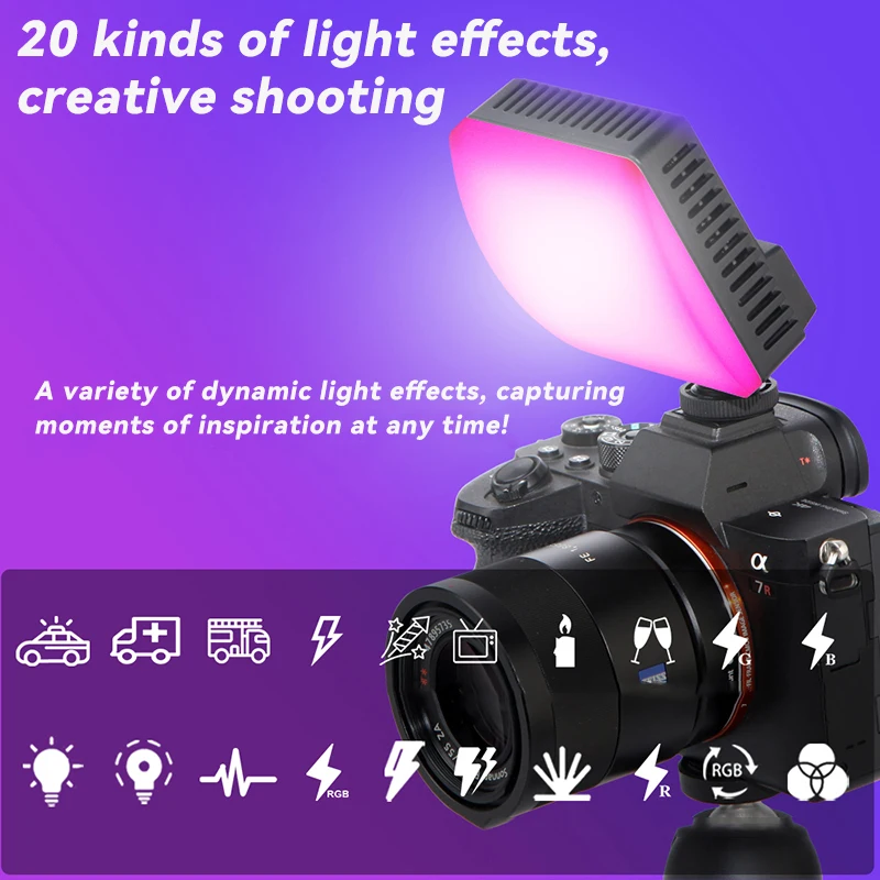 RGB كامل اللون الفيديو الضوئي 1800-9000K ملء الضوء للكاميرا الهاتف الذكي التصوير الفوتوغرافي فيديو البث المباشر Tiktok YT Light CRI 95 +