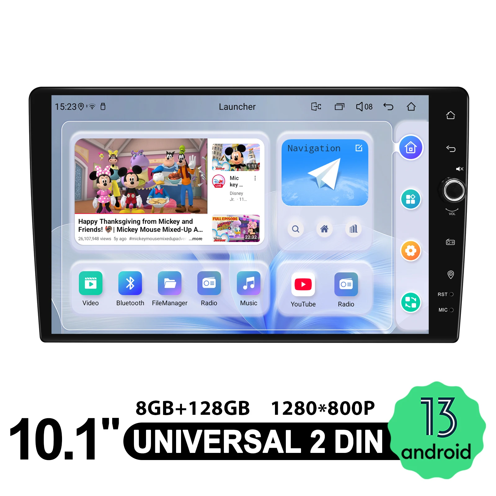 JOYING Double DIN Car Radio with Physical Volume Knob (Right Side) Wireless CarPlay Android Auto Universal Multimedia Player
