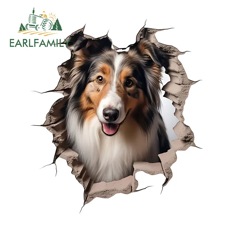 EARLFAMILY Rough Collie Sheepdog Tear pegatina de coche dibujos animados motocicleta ventanas maleta oclusión Scratch calcomanías decoración de personalidad