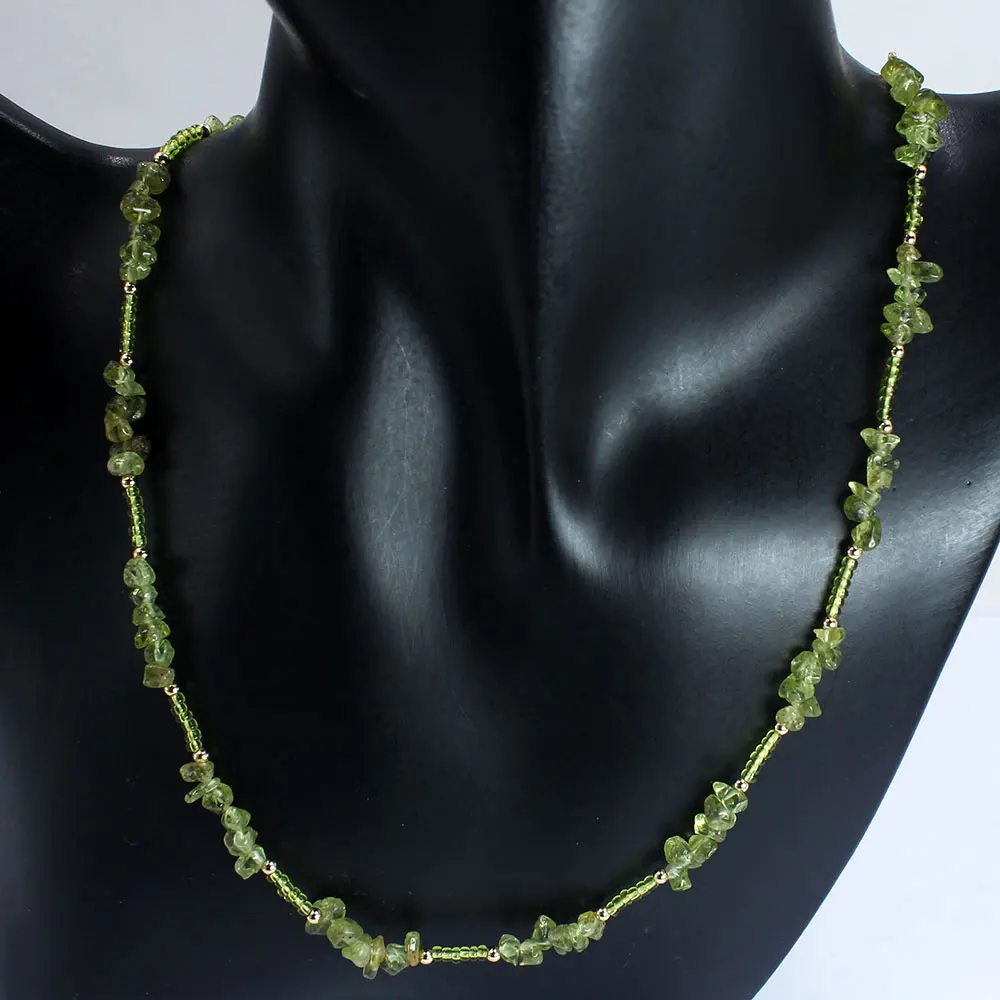 4-6mm Peridot Natural Green Stone Bead Necklace Bracelet Olivine Chain Choker Trendy WeddingJewelry Sets 17