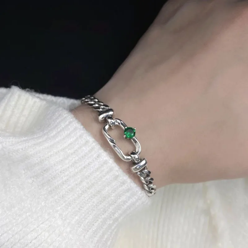 New Arrival 925 Sterling Silver Zircon Geometry Chain Bracelet For Women Gift Love Heart Design Punk Jewelry Dropshipping