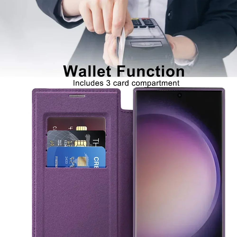 Wallet Leather Case For Magsafe Cover For Samsung Galaxy S22 S23 S24 S25 Ultra FE Plus A35 A55 A15 A05 A05S A06 A16 5G Shell