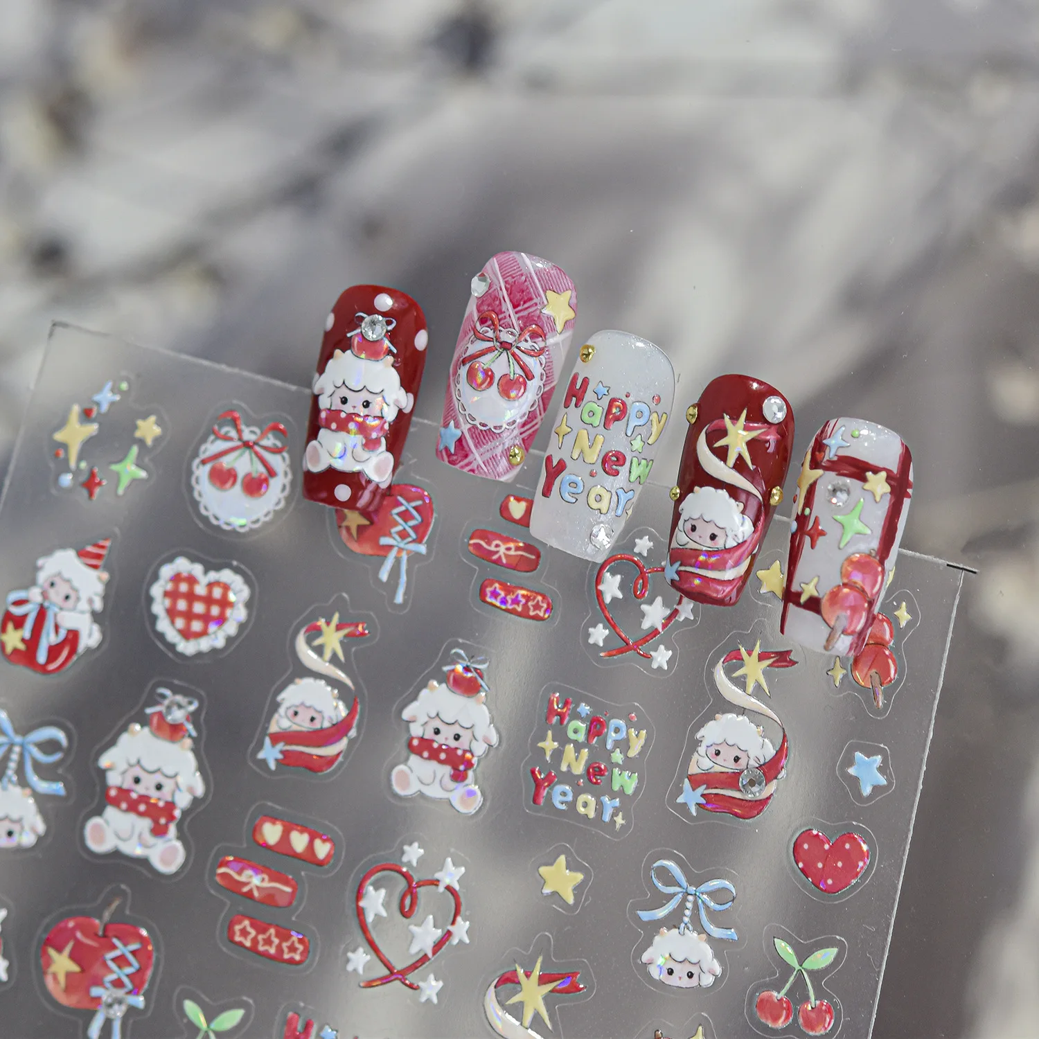 Świąteczne czerwone naklejki n – Nail Art Xmas Stickers recenzja i cena