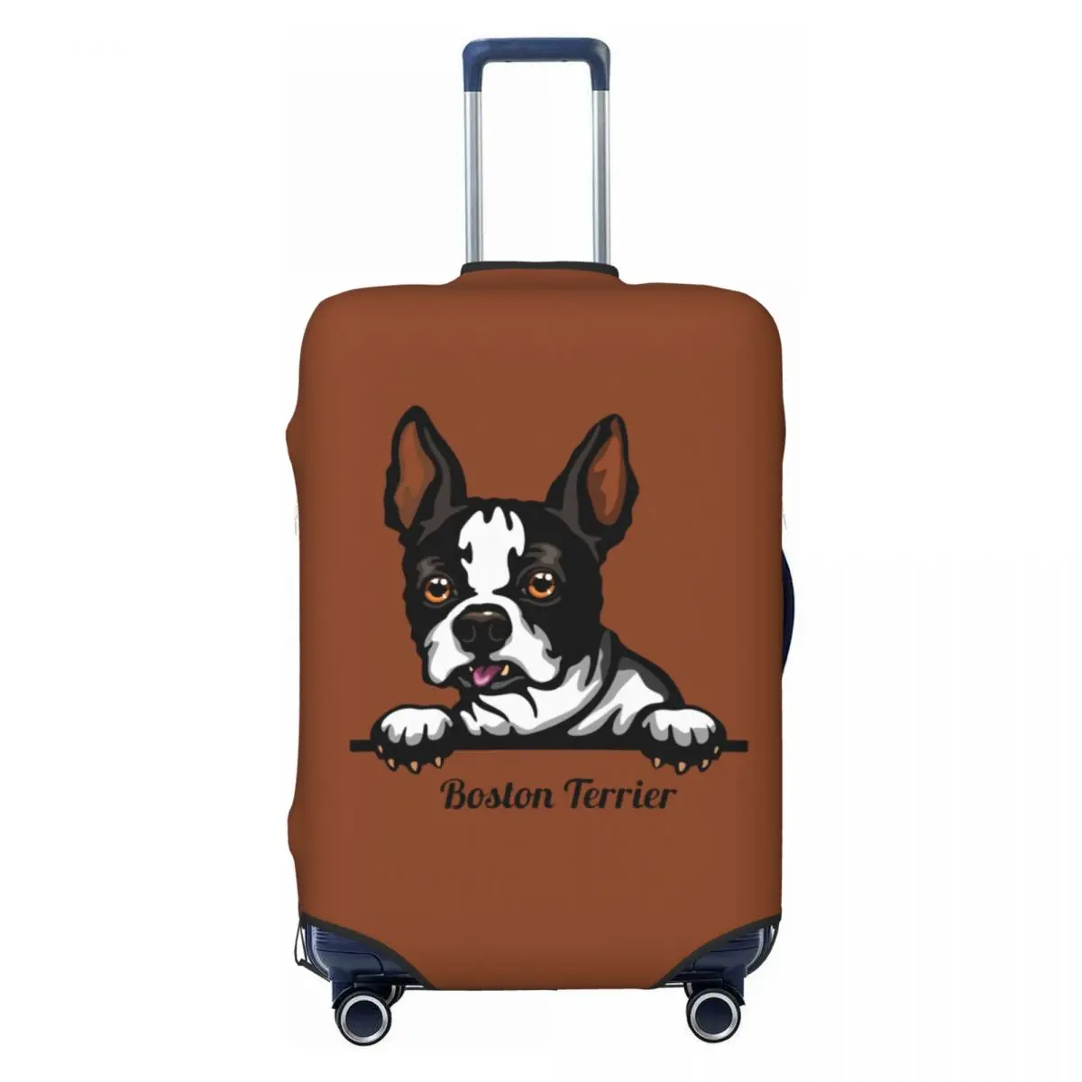 

Custom Peeking Dog Boston Terrier Travel Luggage Cover Dust Proof Suitcase Cover Protector Fit 18-32 Inch