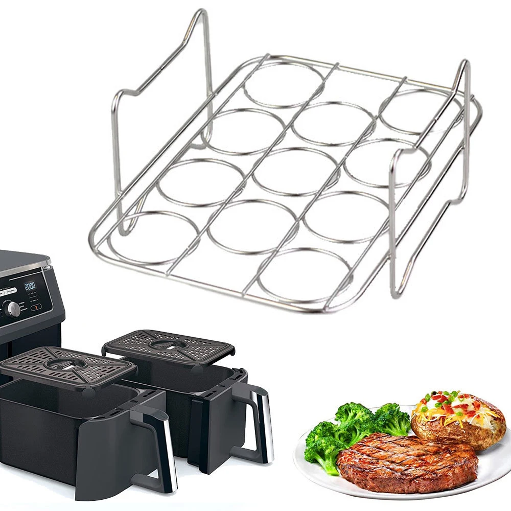 

Rectangle Air Fryer Grill Grid Stainless Steel Steaming Racks Baking Pan Airfryer Roasting Rack For NINJA Foodi DZ201/DZ401