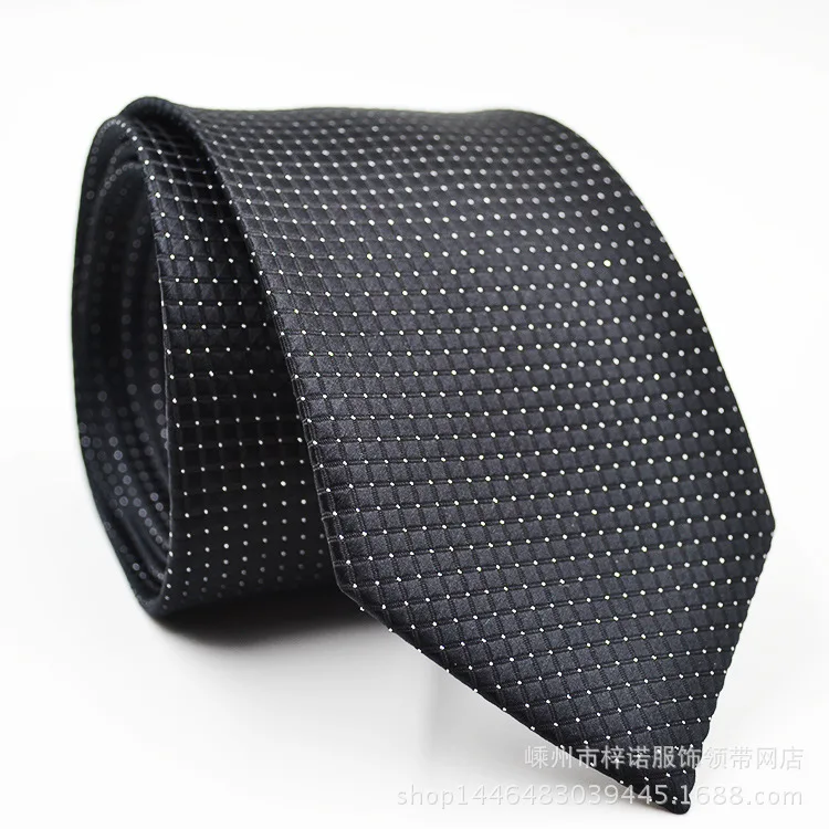 Spot Tie Men's Business and Leisure Professional Tie Polyester Silk Arrow Head Jacquard Silver Silk Tie