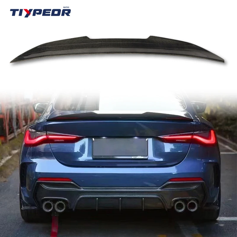 

TIYPEOR Carbon Fiber Rear Spoiler For BMW 4 Series G26 PSM Style Honeycomb Rear Ducktail Spoiler Single Deck Spoiler