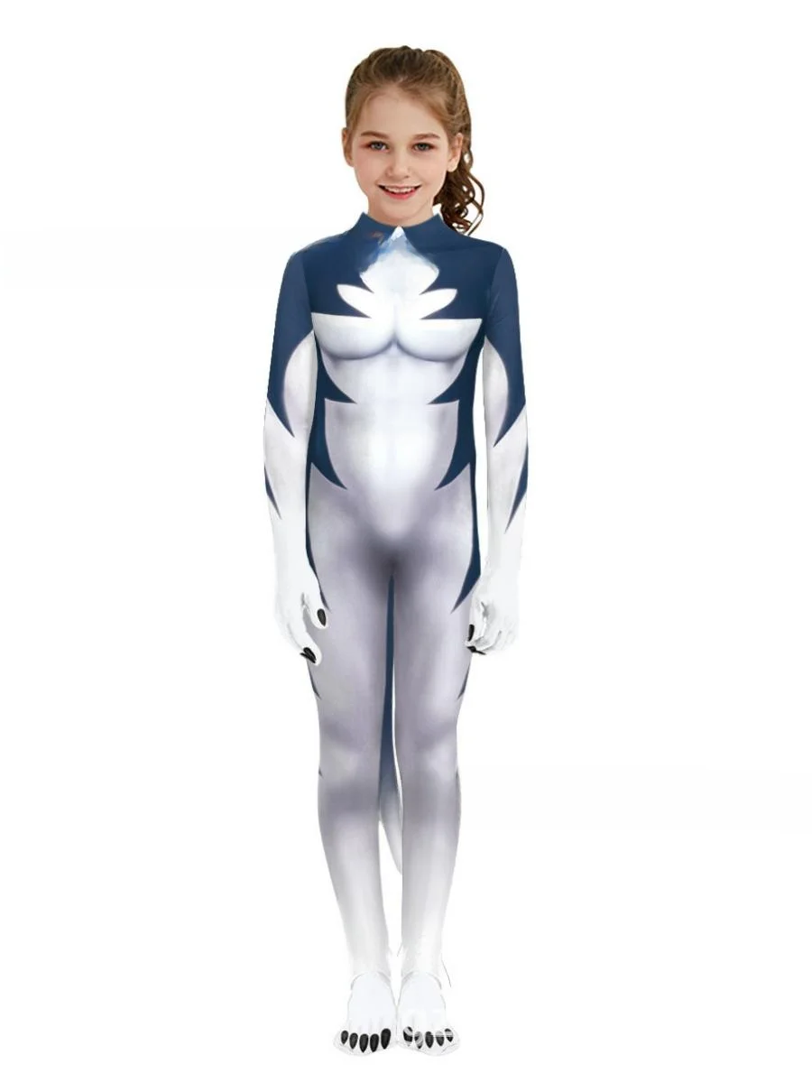 Nuevo disfraz de animal 2024, mono ajustado con pie y cola, disfraz de Halloween con estampado digital para niños, adecuado para escenario...