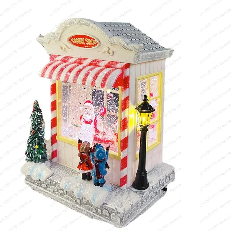 Fireplace decoration Music box Snowman music box Snow crystal ball Candy house Children's birthday Christmas gifts