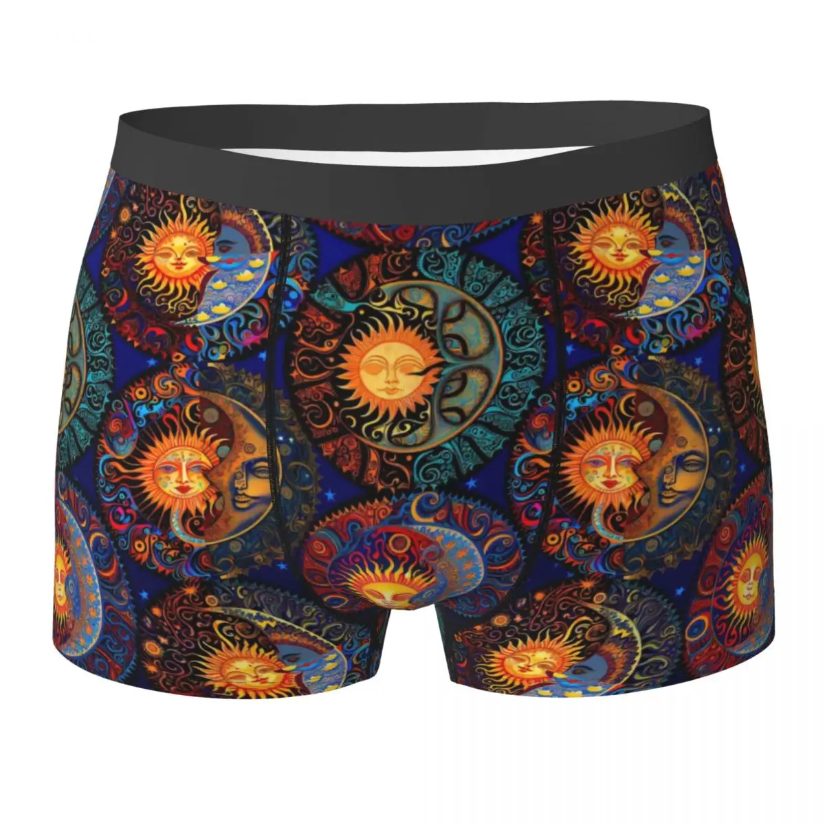 Psychedelic Sun And Moon Underwear Cosmic Dream Men Underpants Customs Funny Boxershorts High Quality Boxer Brief Plus Size 2XL