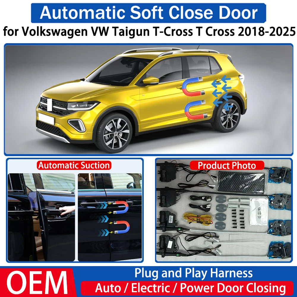 

for Volkswagen VW Taigun T-Cross T Cross 2018-2025 Car Automatic Soft Close Door Electric Suction Kit Auto Power Closing System