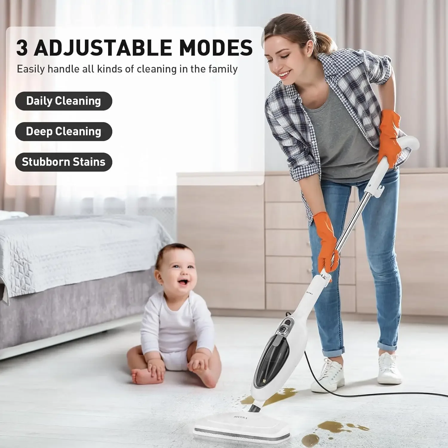 Steam Mop 10-in-1Convenient Detachable Steam Cleaner,Multifunctional Cleaning Machine Floor Steamer with 3 Microfiber Mop Pads